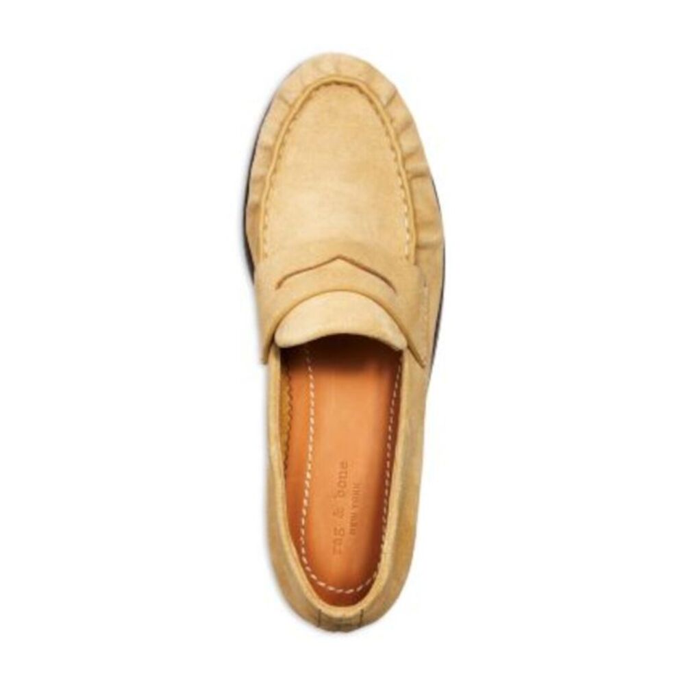 RAG & BONE Womens Beige Penny Keeper Sid Slip On Leather Loafers Shoes 39 - Picture 3 of 4